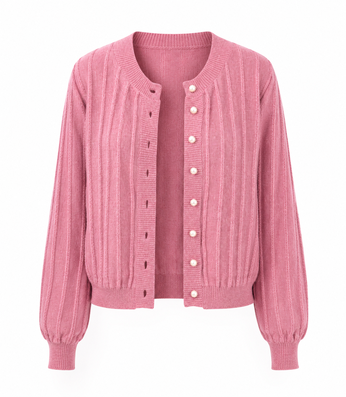 Sophia | Przytulny Różowy Sweter z Otwartych Przodem