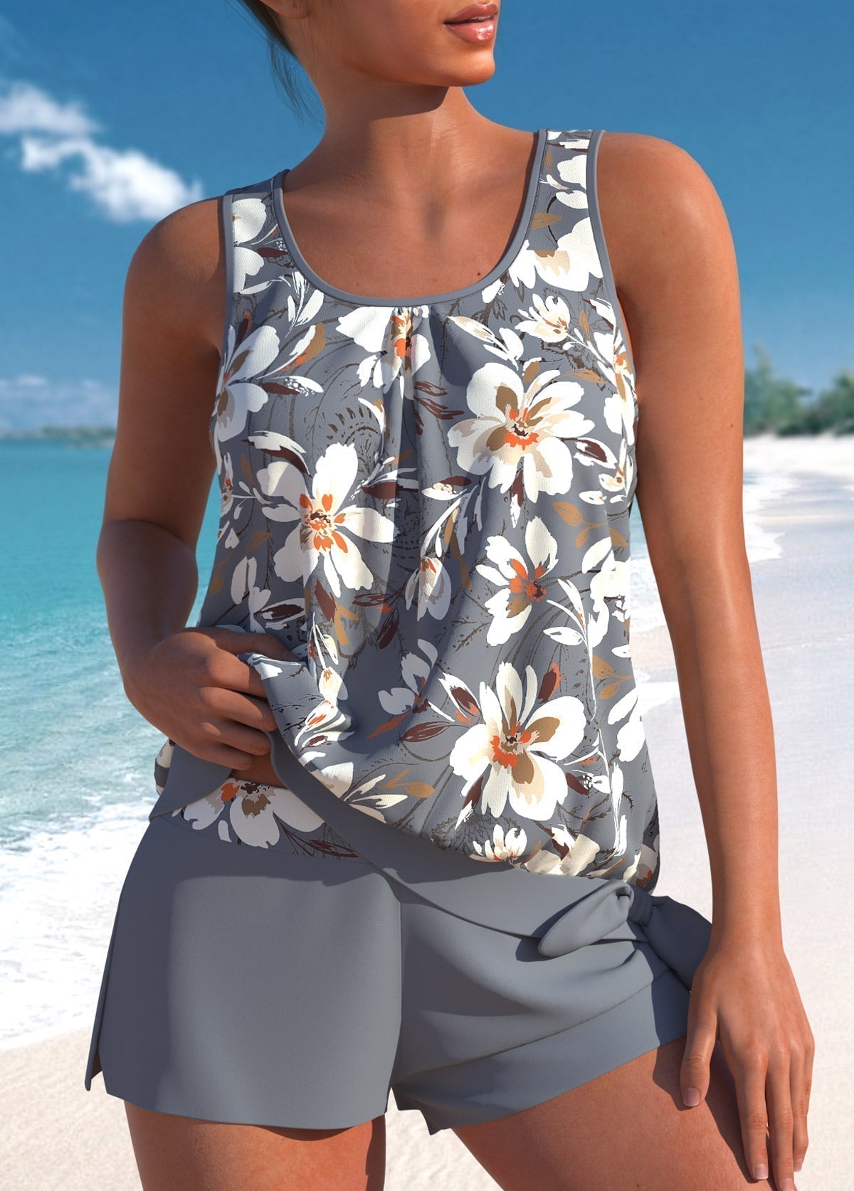 Helena | Stylowy zestaw tankini w kwiaty dla kobiet
