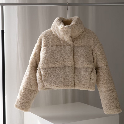Płaszcz damski | Oversized zimowy płaszcz typu miś z długim rękawem