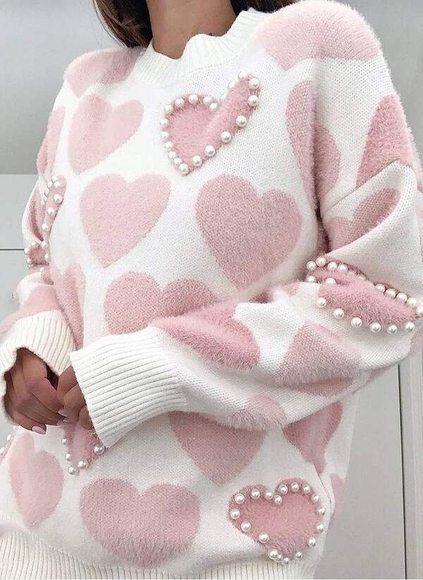 Sweter z Perełkami w Serduszka