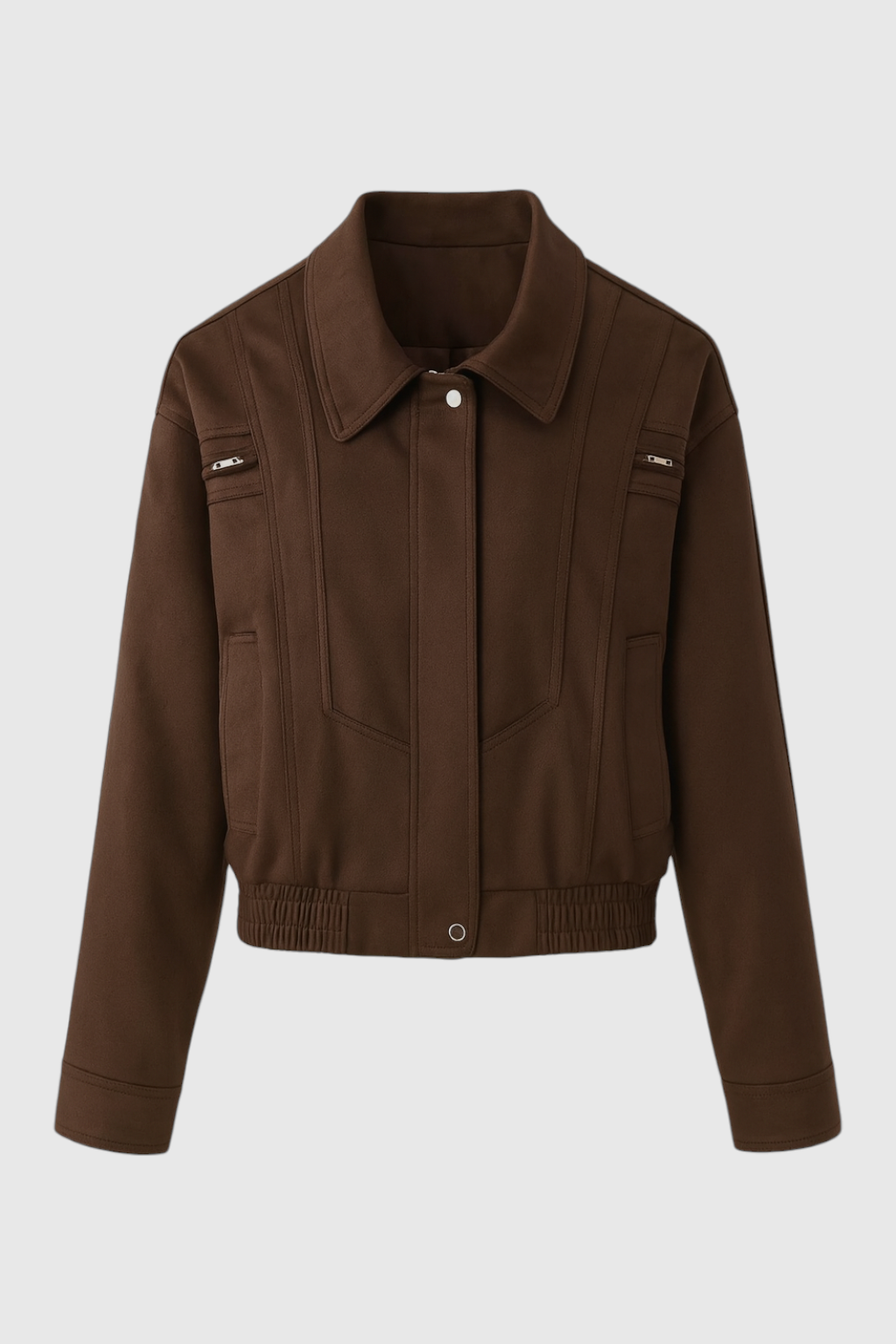 Victoria | Elegancka Ciemnobrązowa Kurtka Bomber z Uniwersalnym Stylem