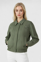 Victoria | Elegancka Zielona Kurtka Bomber z Ponadczasowym Stylem