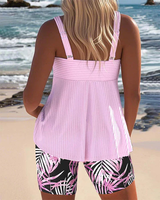 Daphne | Jasne, prążkowane szorty tankini