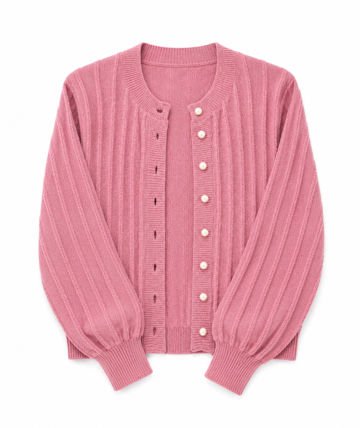Sophia | Przytulny Różowy Sweter z Otwartych Przodem