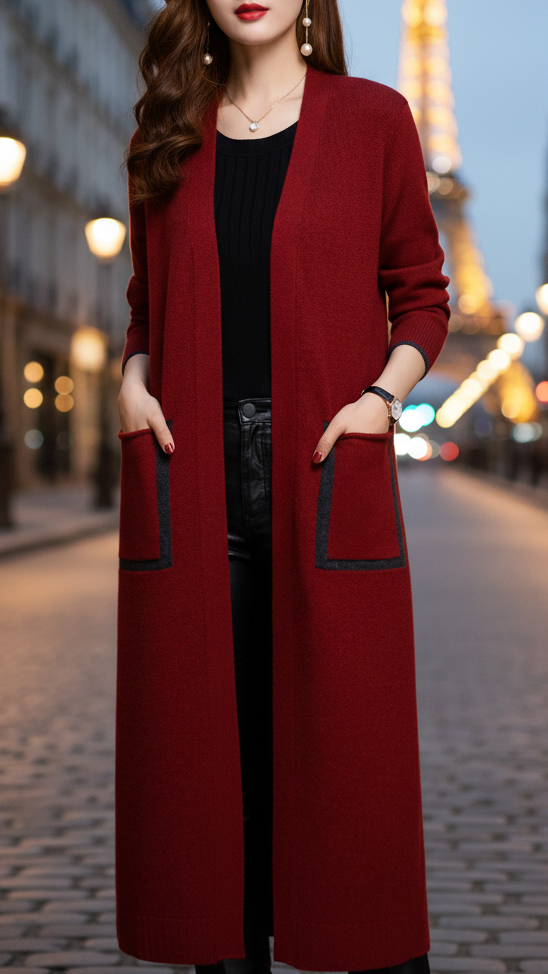 Elena | Płaszcz Długi z Funkcjonalnymi Kieszeniami