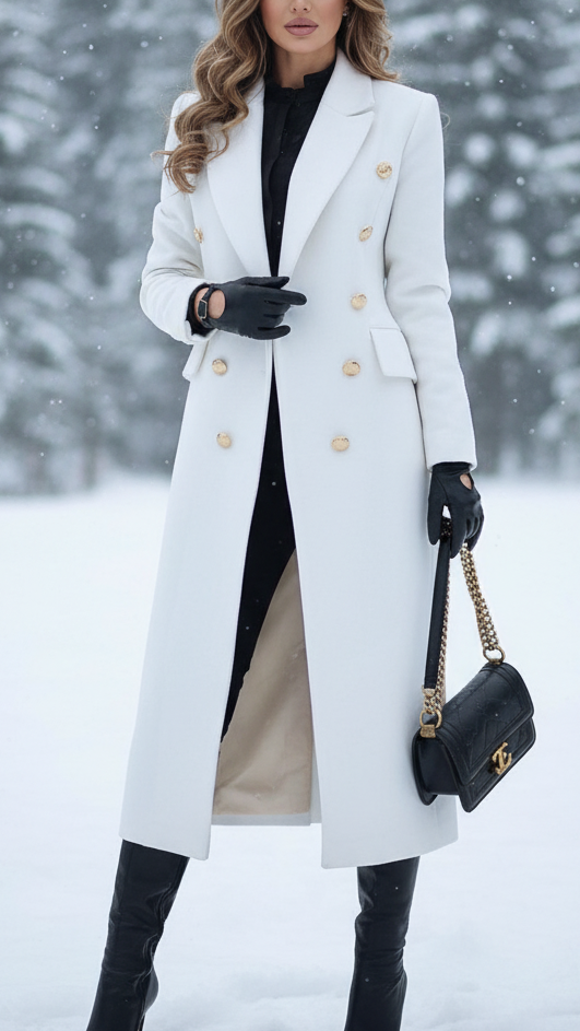 Elena Luxe | Płaszcz Długi z Podwójnym Zapięciem