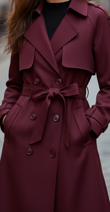 Elena Rouge | Płaszcz Trench z Podwójnym Zapięciem i Pasek