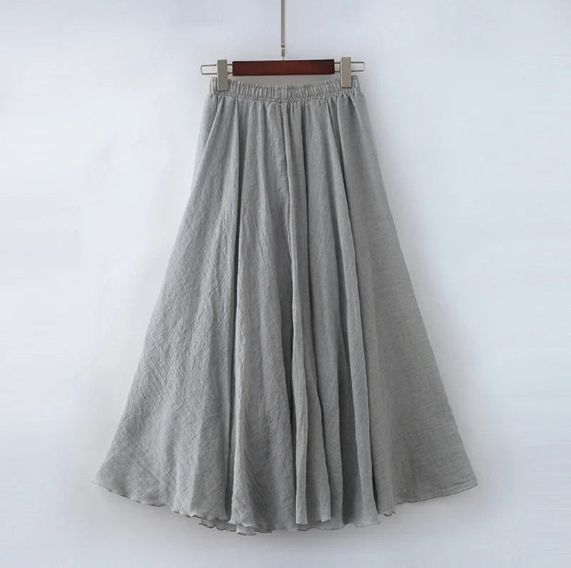 Elianne | Elegancka Beżowa Spódnica Maxi z Wysokim Stanem