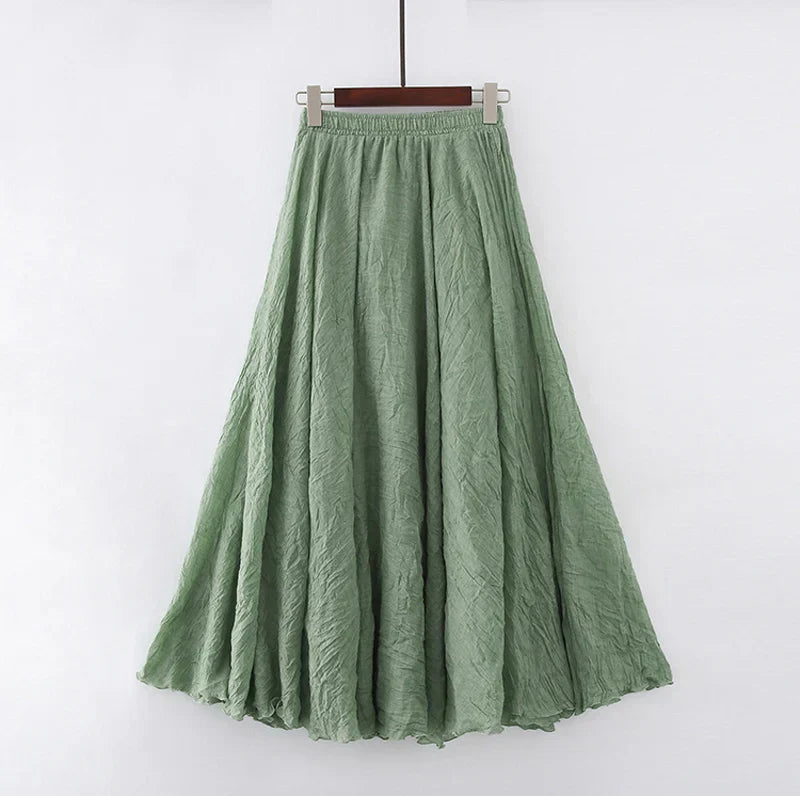 Elianne | Elegancka Beżowa Spódnica Maxi z Wysokim Stanem