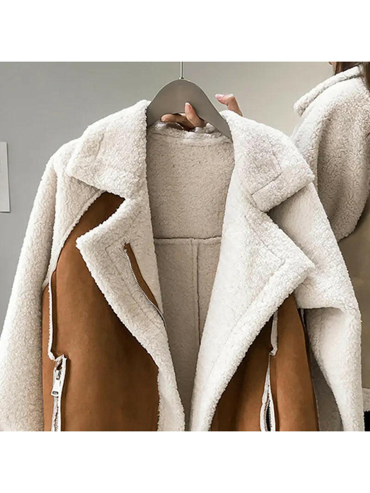 Erin ™ | Stylowa Kurtka z Sztucznego Baranka na Zamek