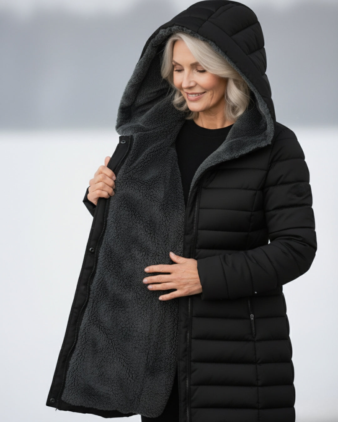 Grace | Elegancka kurtka puchowa z podszyciem z polaru o korzystnym kroju