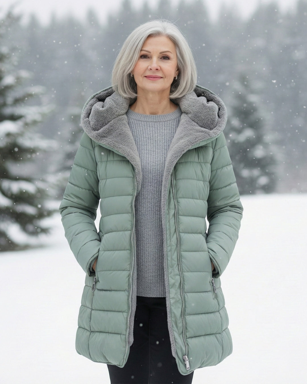 Grace | Elegancka kurtka puchowa z podszyciem z polaru o korzystnym kroju
