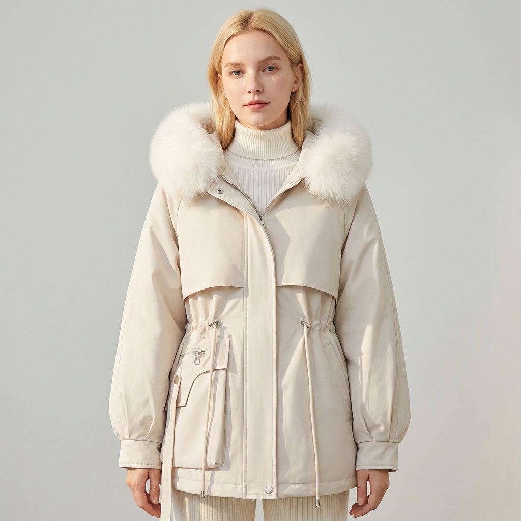 Hailey | Przytulna Kurtka Parka z Sztucznym Futrem