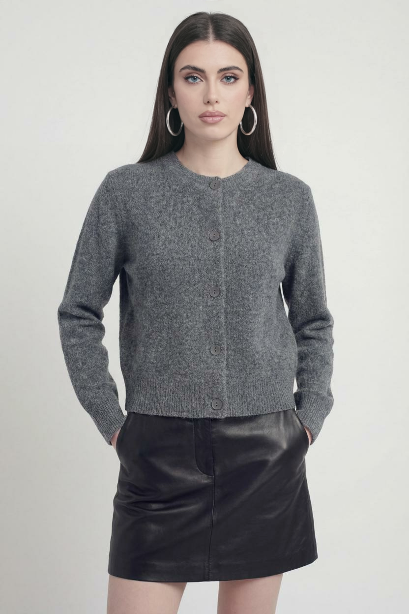 Isabella | Przytulny Szary Długi Kardigan Sweter z Luźnym Fitem