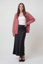 Isabella | Przytulny Różowy Sweter Kardigan z Luźnym Fasonem