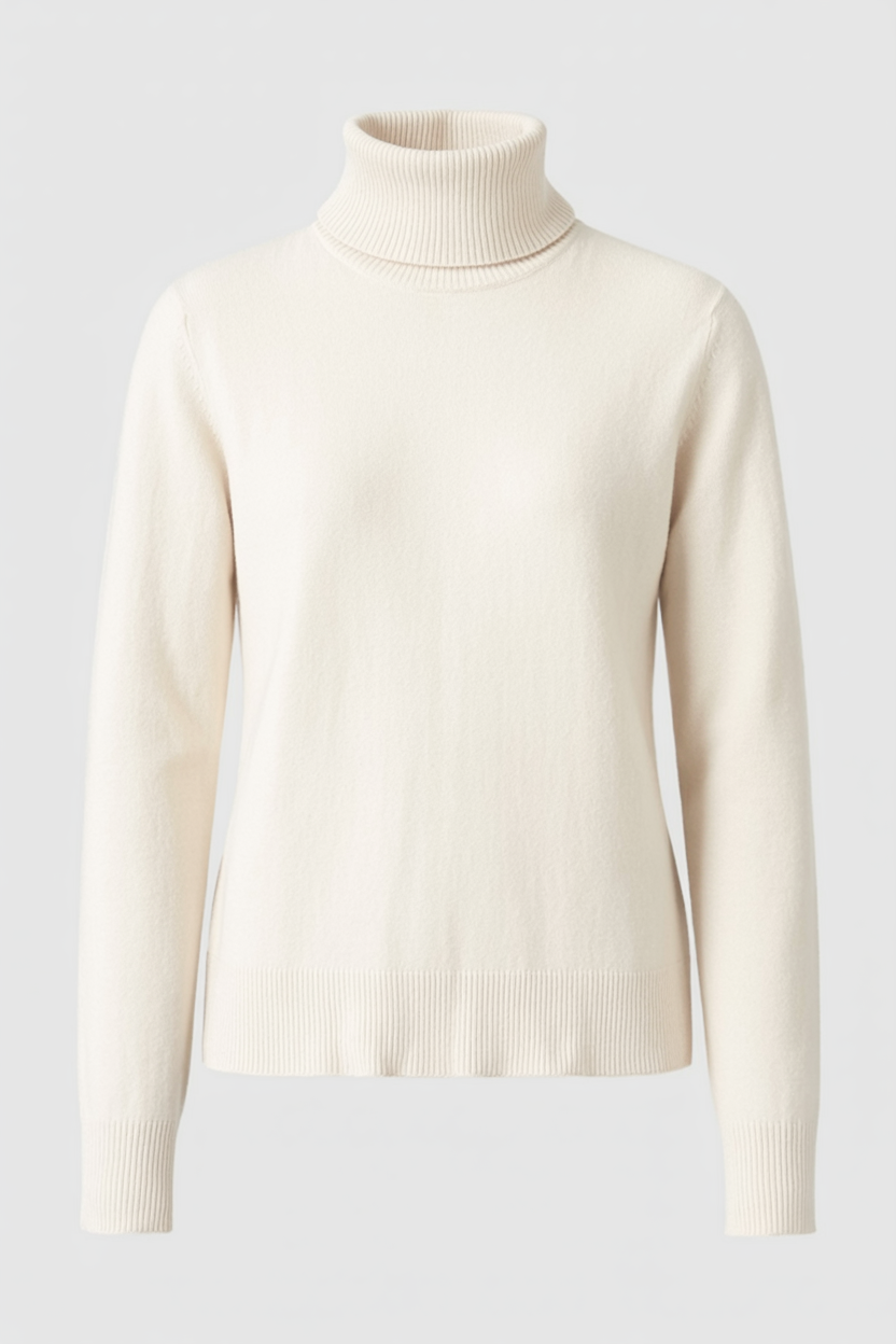 Isabella | Elegancki Sweter z Golfem w Kolorze Morelowym o Slim Fit