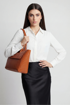 Isabella | Elegancka Czarna Torebka Krokodyl z Regulowanym Paskiem
