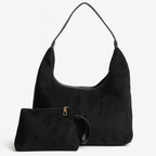 Isabella | Elegancka Czarna Torba Tote z Wegetariańskiego Zamszu