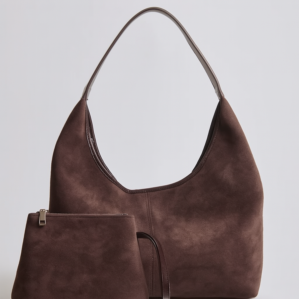 Isabella | Elegancka Czarna Torba Tote z Wegetariańskiego Zamszu