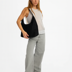 Isabella | Elegancka Czarna Torba Tote z Wegetariańskiego Zamszu