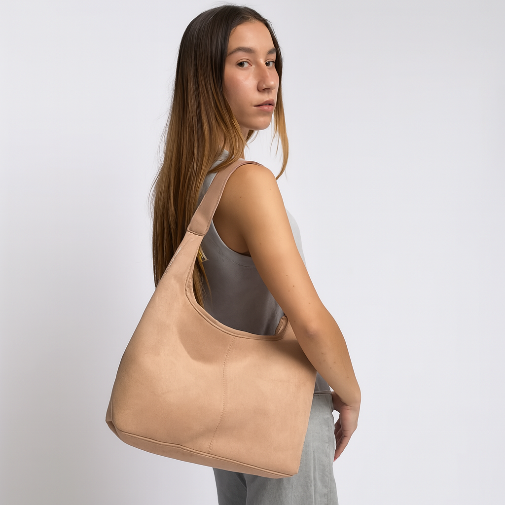 Isabella | Elegancka Czarna Torba Tote z Wegetariańskiego Zamszu