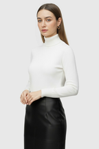 Isabella | Elegancki Slim Fit Biały Sweter z Golfem