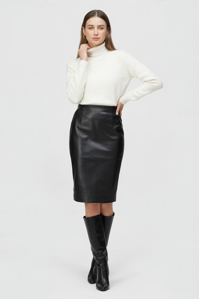 Isabella | Elegancki Slim Fit Biały Sweter z Golfem
