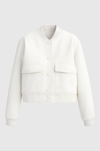 Isabella | Elegancka Biała Kurtka Bomber z Ponadczasowym Designem