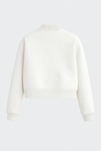 Isabella | Elegancka Biała Kurtka Bomber z Ponadczasowym Designem