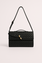 Isabella | Elegancka Woven Brązowa Torebka z Regulowanym Paskiem