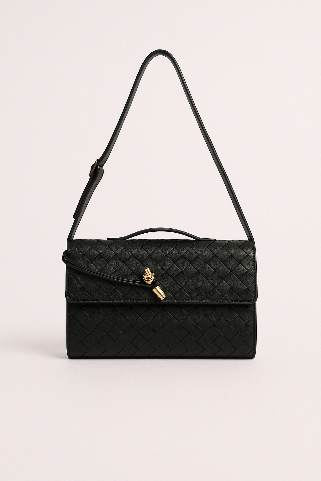 Isabella | Elegancka Woven Brązowa Torebka z Regulowanym Paskiem