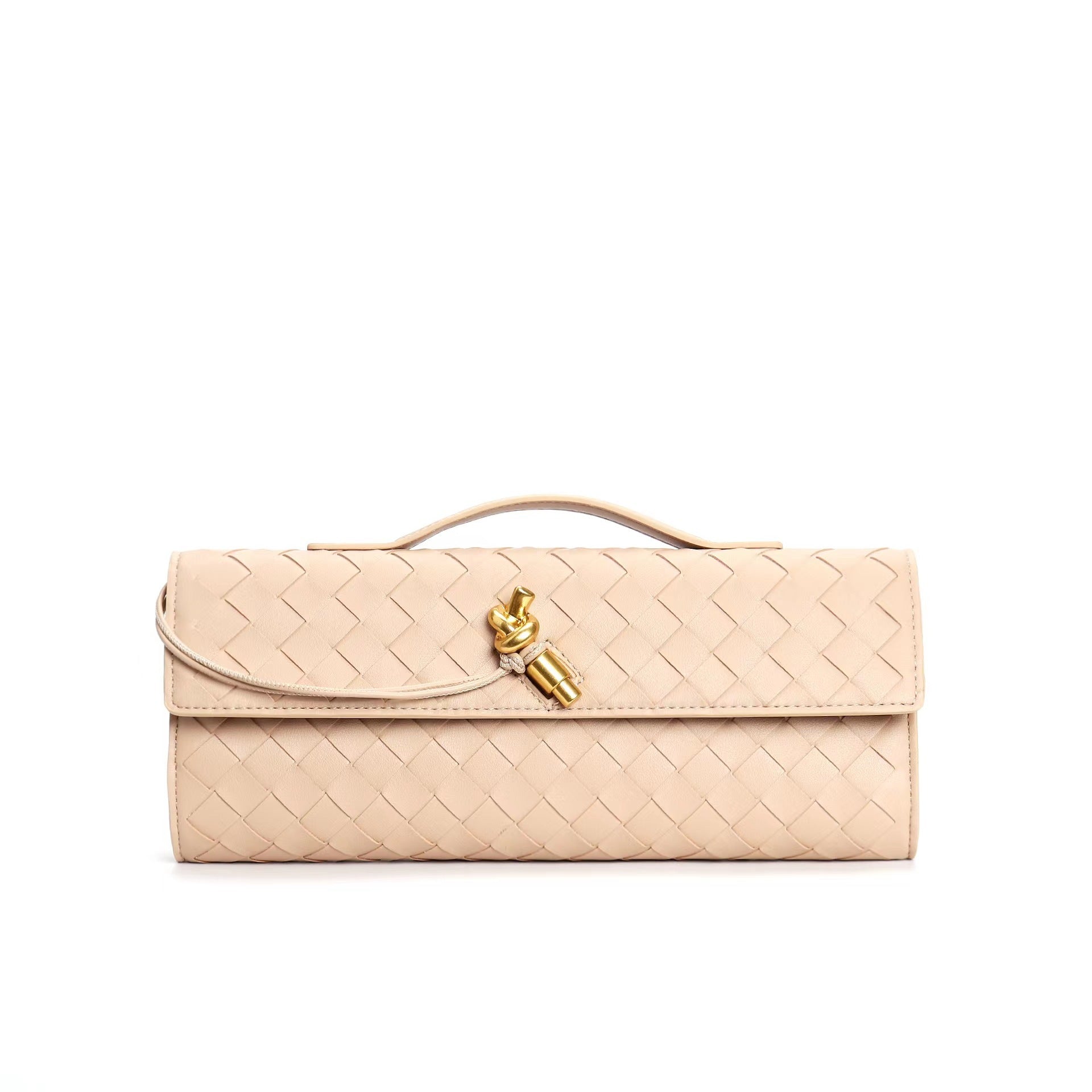 Isabella | Elegancka Woven Brązowa Torebka z Regulowanym Paskiem