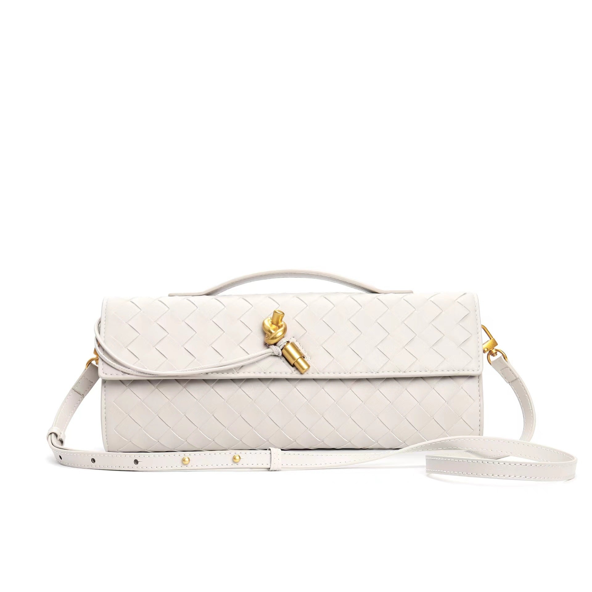 Isabella | Elegancka Woven Brązowa Torebka z Regulowanym Paskiem