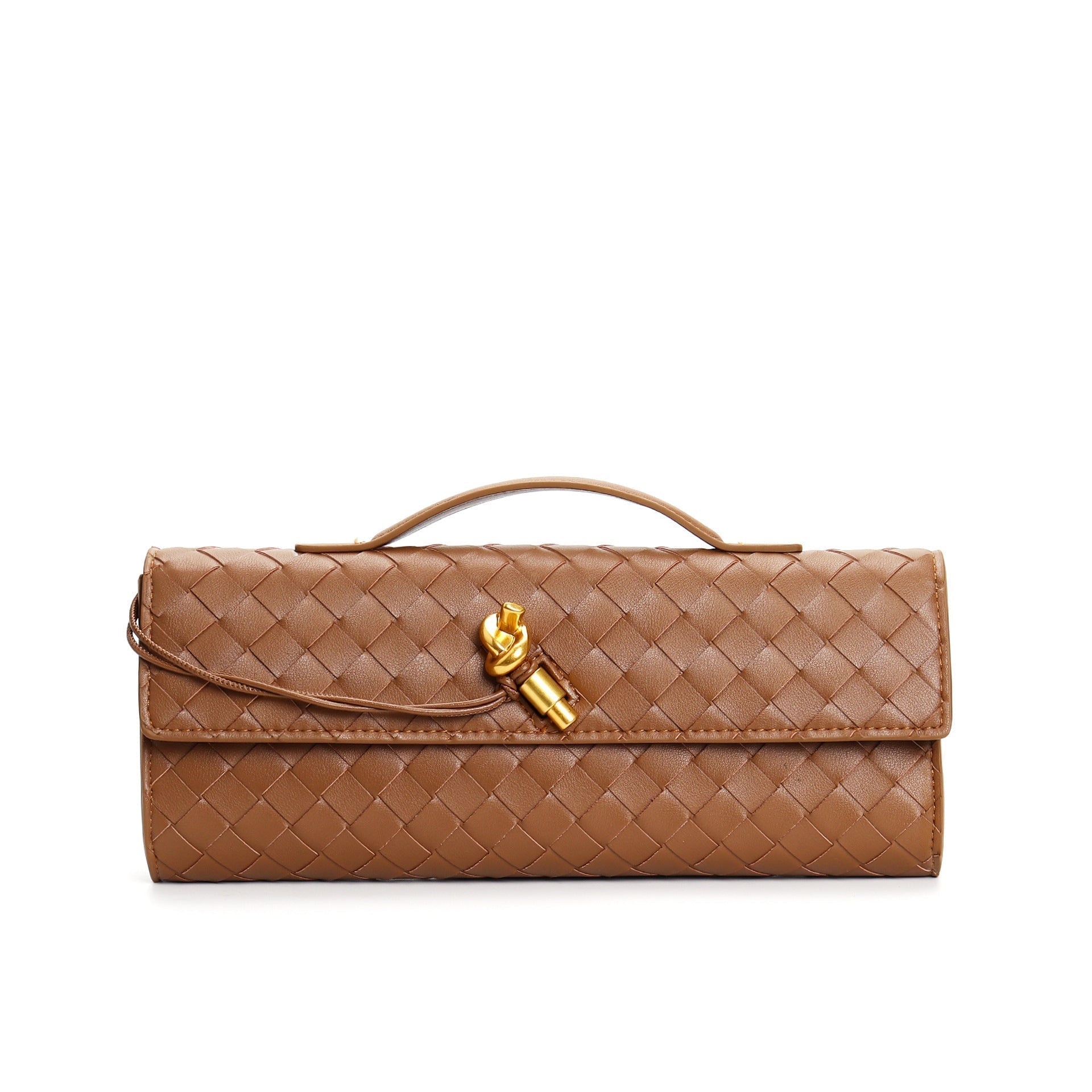 Isabella | Elegancka Woven Brązowa Torebka z Regulowanym Paskiem