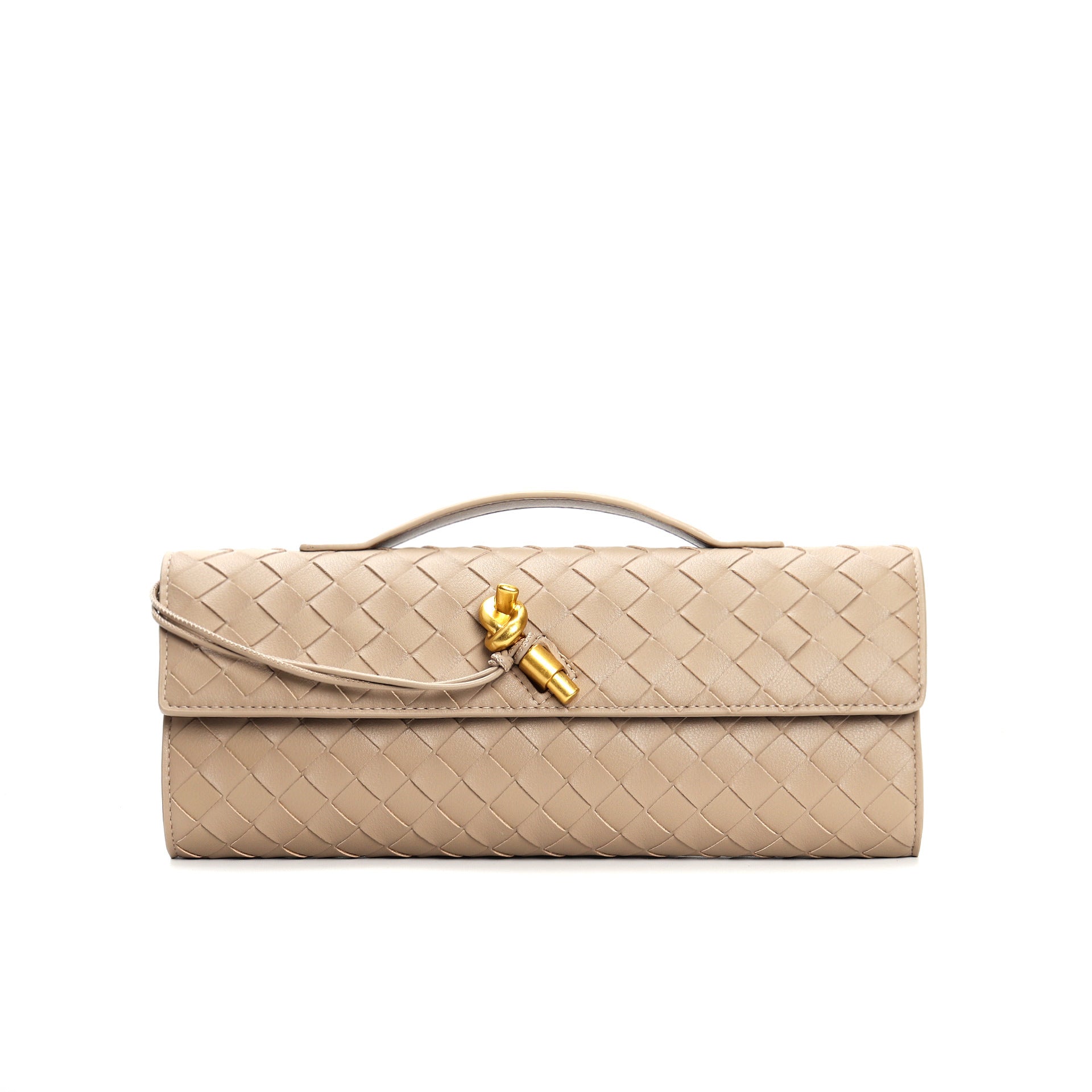 Isabella | Elegancka Woven Brązowa Torebka z Regulowanym Paskiem