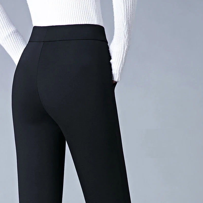 Isabella | Eleganckie Legginsy z Wysokim Stanem w Kolorze Czarnym z Fałszywą Kieszenią