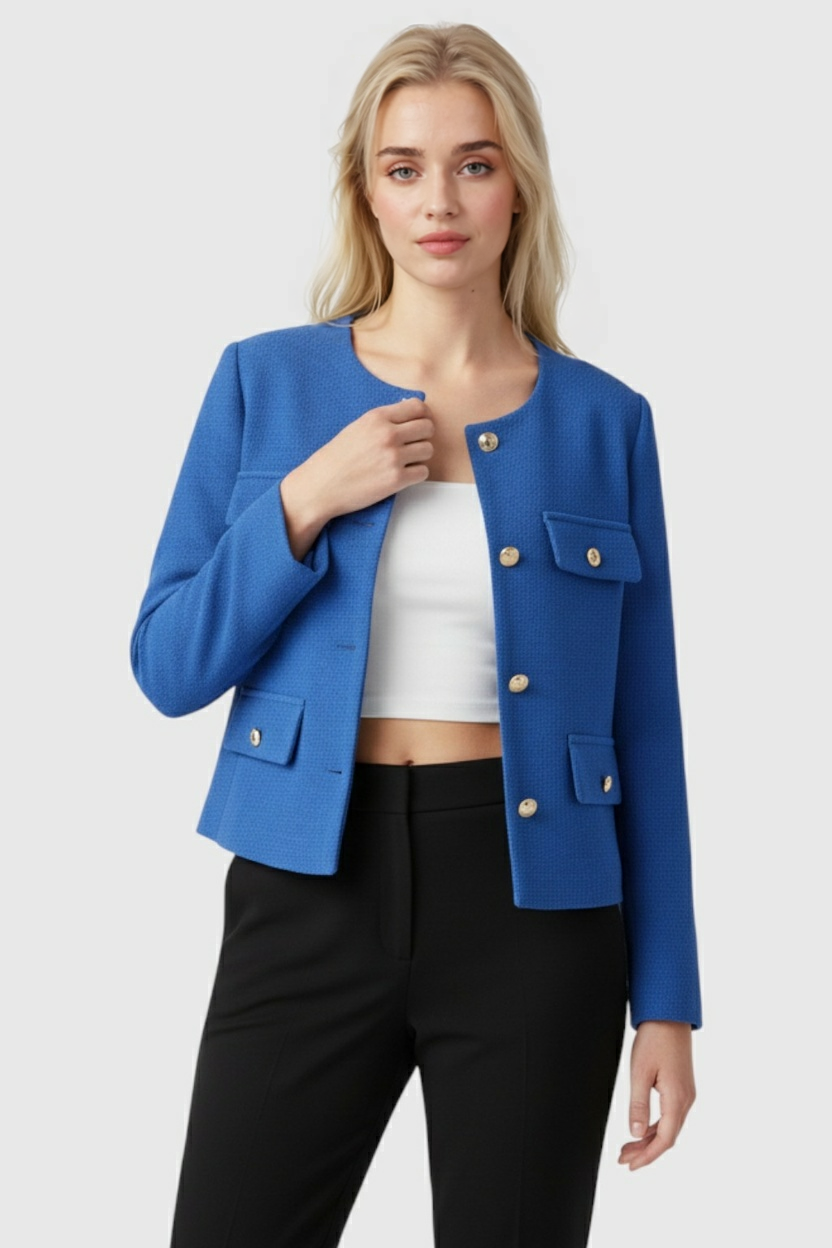 Isabella | Stylowa Niebieska Kurtka Zimowa o Uniwersalnym Designie