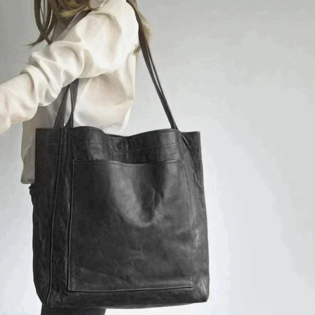 Lauren | Elegancka Czarna Skórzana Torebka z Przestronnym Wnętrzem