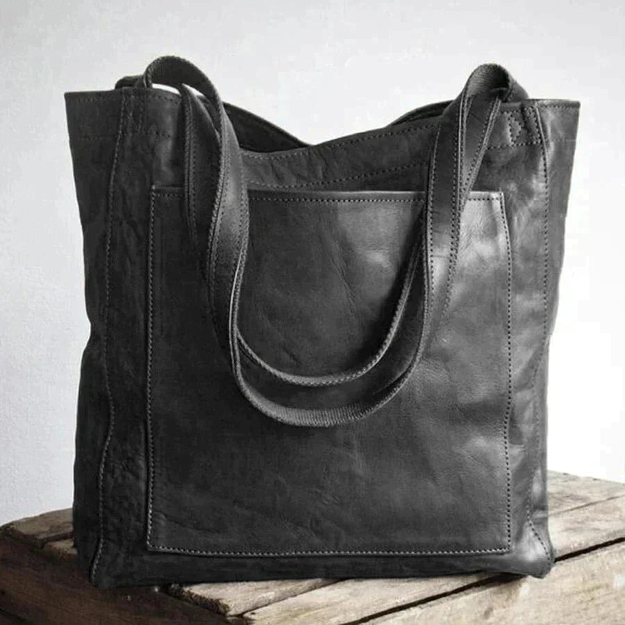 Lauren | Elegancka Czarna Skórzana Torebka z Przestronnym Wnętrzem