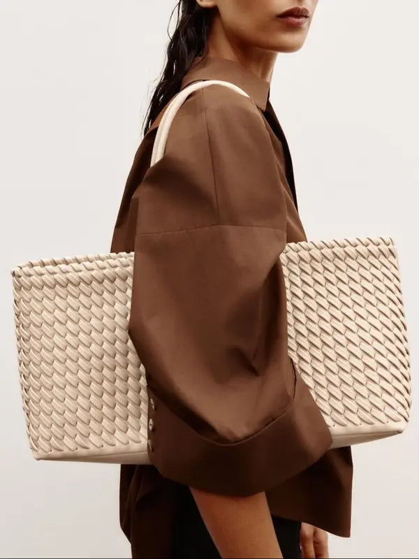 Lindsay | Elegancka torba tote o plecionym wzorze z dużą ilością miejsca