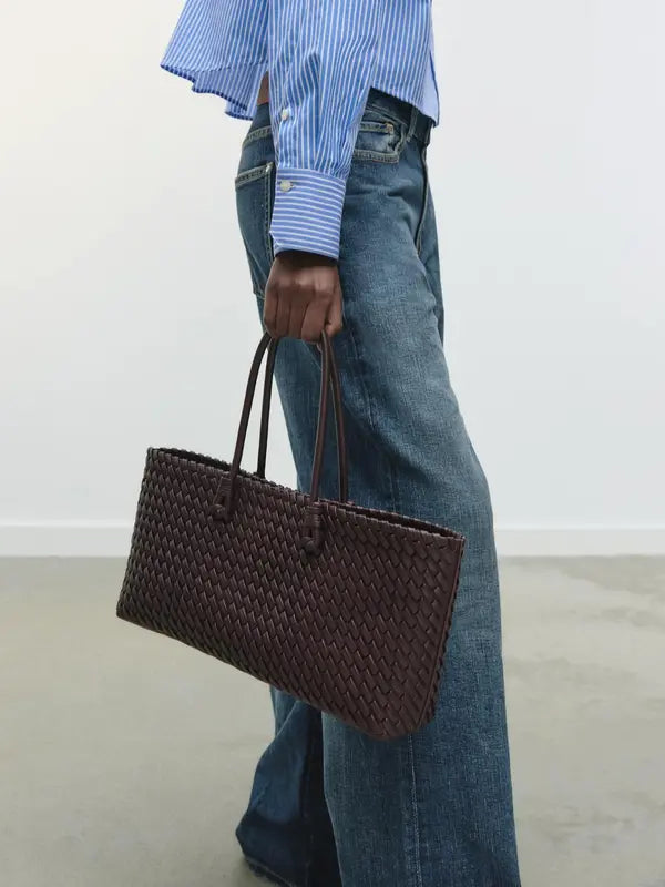 Lindsay | Elegancka torba tote o plecionym wzorze z dużą ilością miejsca