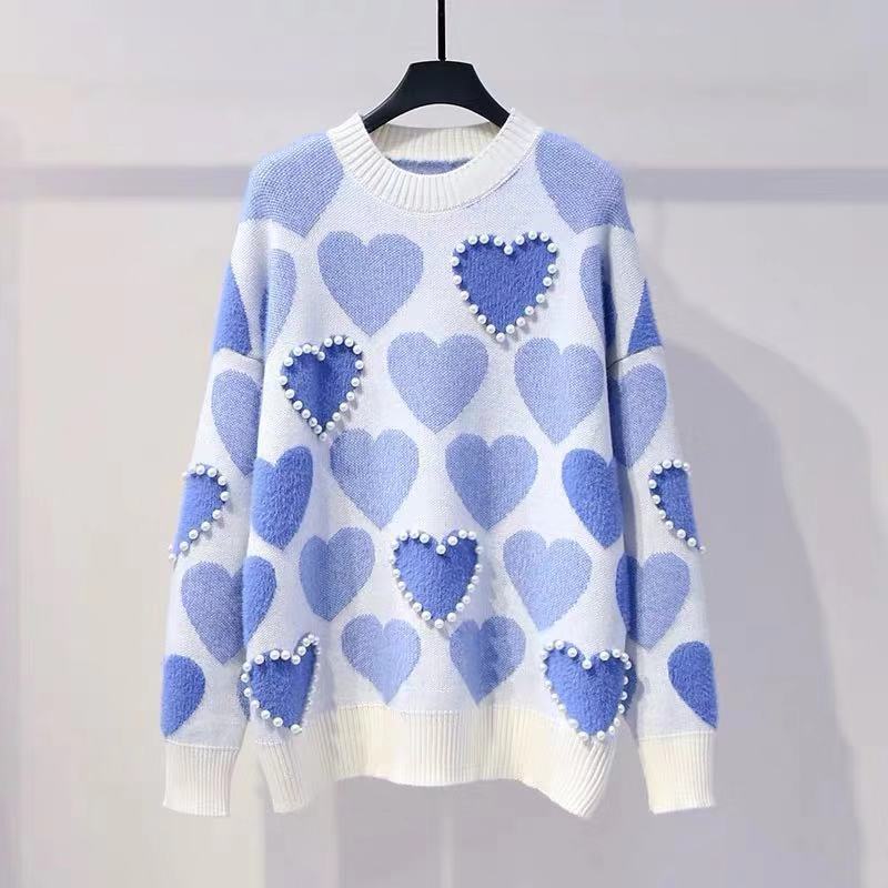 Sweter z Perełkami w Serduszka