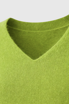 Serena | Przytulny Jasnozielony Sweter z Dekoltem w Serek dla Kobiet o Flattering Fit