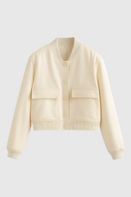 Serena | Elegancka Biała Kurtka Bomber z Ponadczasowym Designem