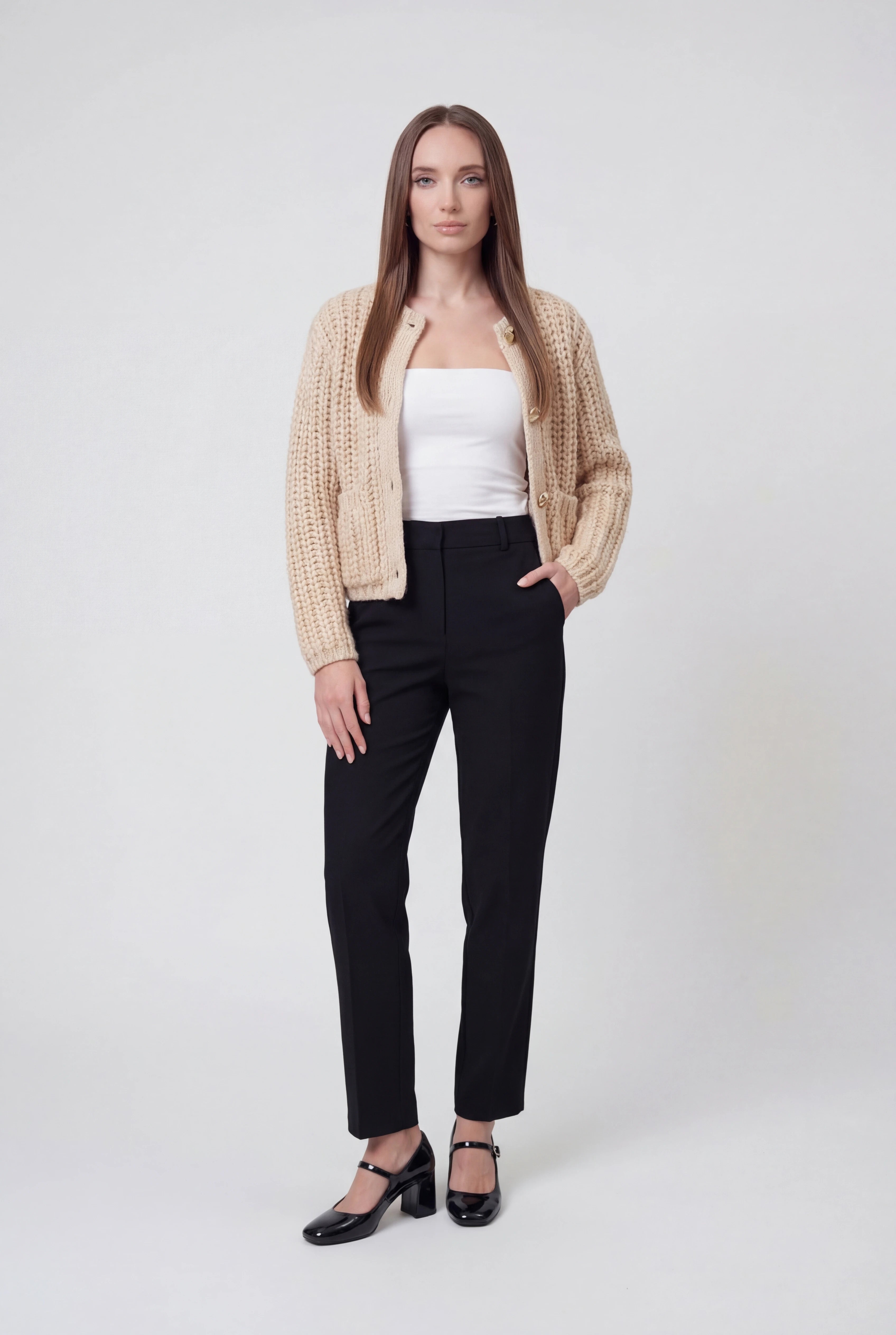 Sophia | Przytulny Beżowy Sweter z Luźnym Fasonem