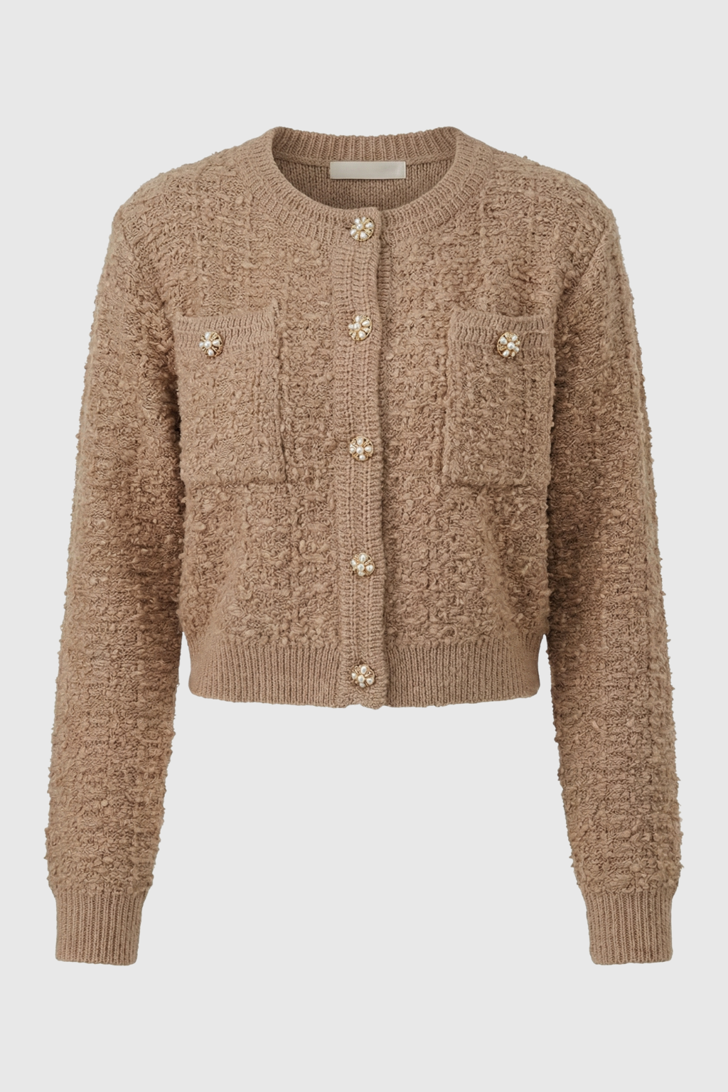 Sophia | Przytulny kardigan w kolorze khaki z otwartym przodem