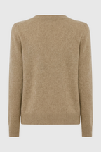 Sophia | Przytulny Khaki Sweter Dziany z Dekoltem w Serek