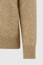 Sophia | Przytulny Khaki Sweter Dziany z Dekoltem w Serek