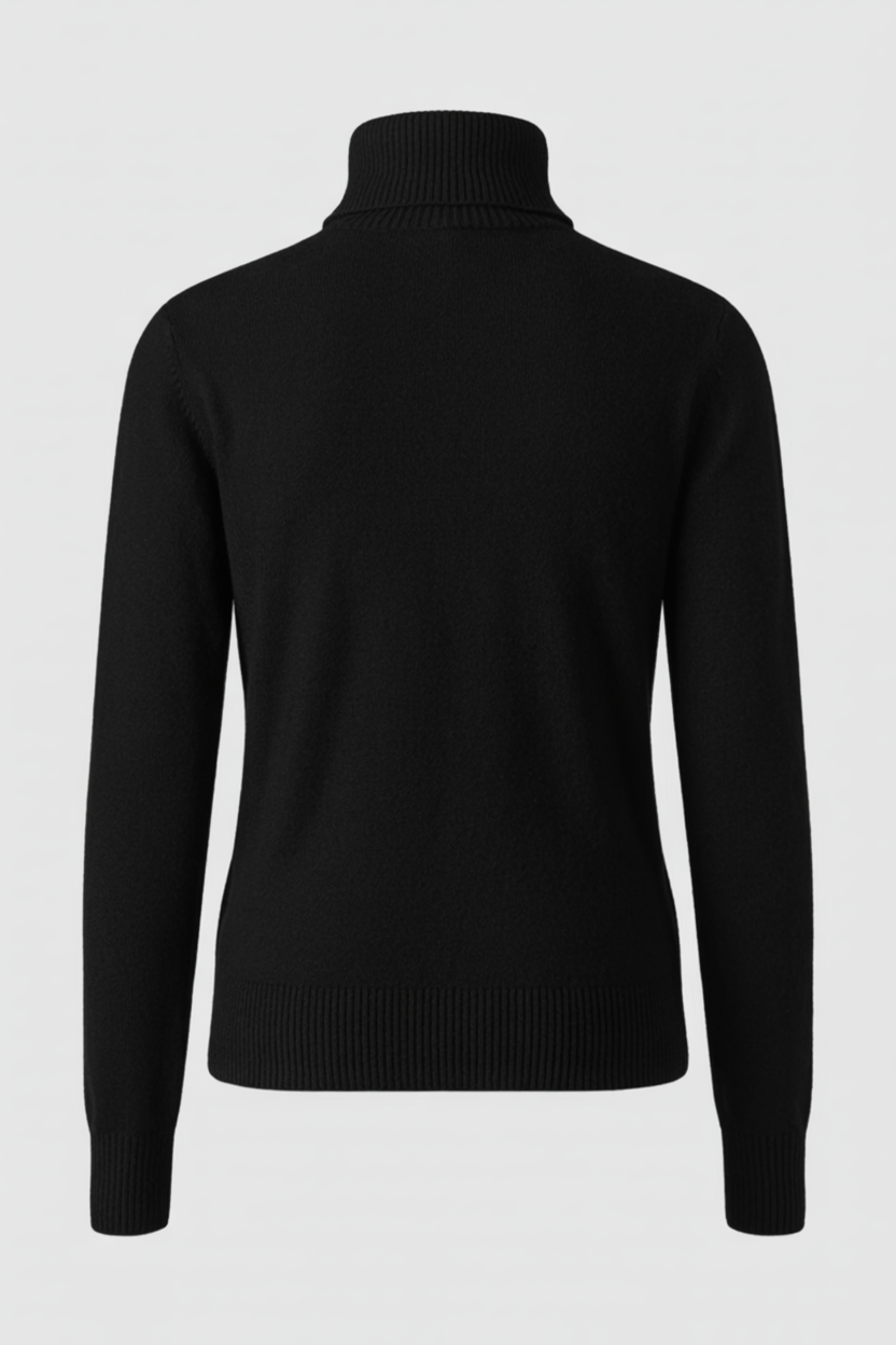 Sophia | Elegancki Czarny Sweter z Golfem Slim Fit