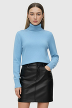 Sophia | Elegancki Sweter z Golfem w Kolorze Niebieskim